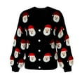 thumbnail image 5 of Arlun Christmas Cardigan Sweaters for Women Funny Santa Claus Pattern Button down Long Sleeve Outwear 2025 New Xmas Printed Open Front Loose Cozy Cardigan Coat Black L, 5 of 7