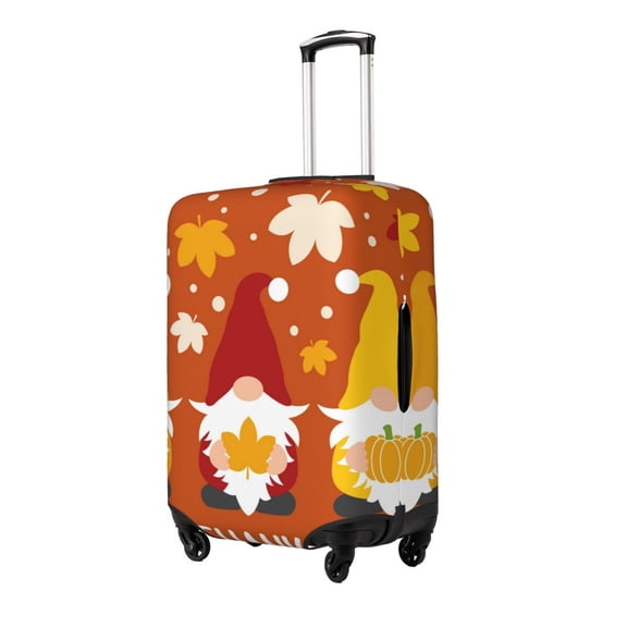 Gukieu Happy Thanksgiving Three Gnomes Print Suitcase Protective Cover, Elastic Zipper Buckle Suitcase Protective Cover, Suitable for Travel, Business Trip-Small