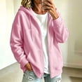 thumbnail image 2 of VSSSJ Women's Hoodie Sweatshirts Relaxed Fit Zip Up Long Sleeve Drawstring Pocket Casual Sweatshirt Jacket Top Fall Winter Outfit Pink M, 2 of 3