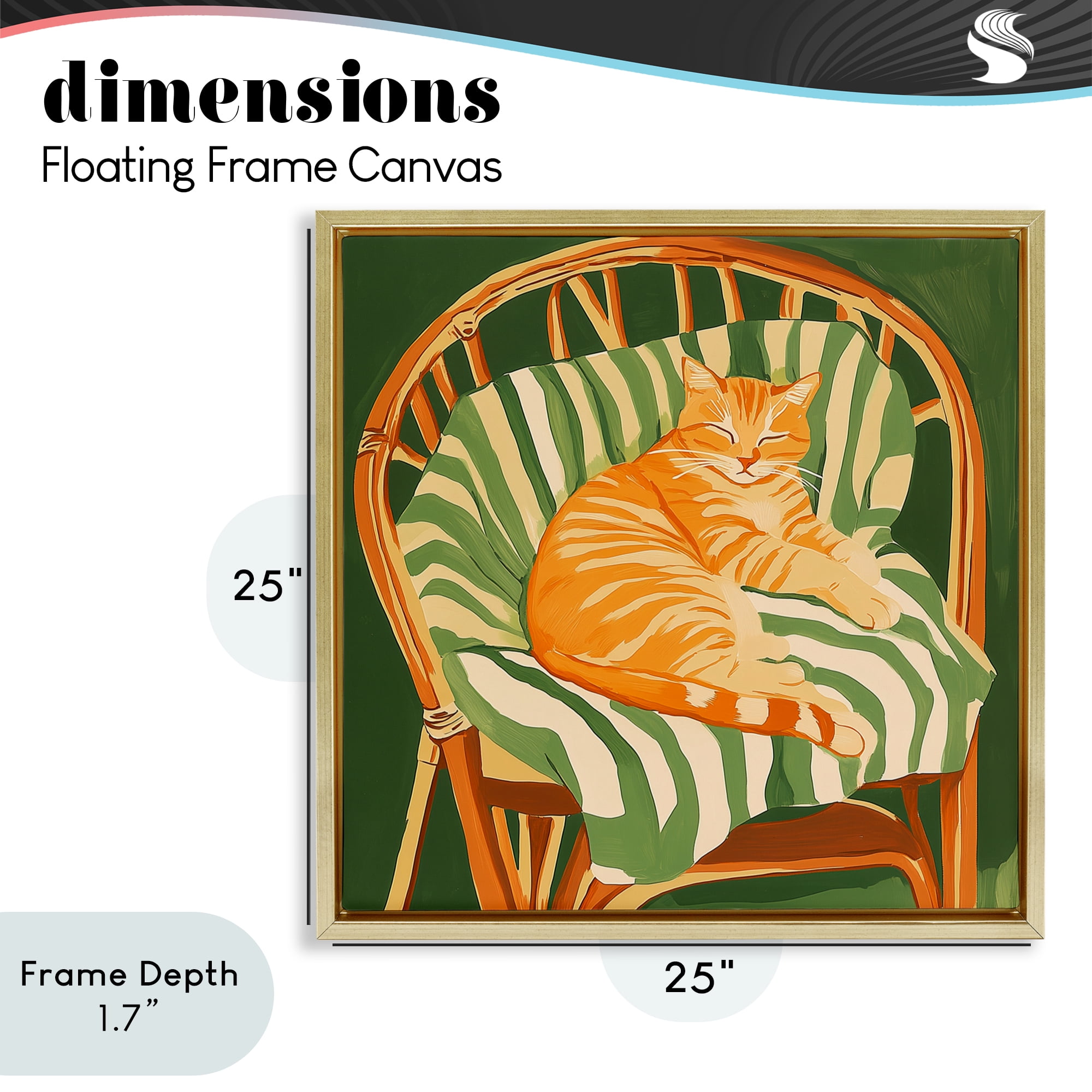 Stupell Industries Cat In Rattan Chair Gold Framed Floater Canvas Wall Art, design by Walker Noble
