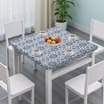 thumbnail image 3 of Blue Floral Ornament Pattern Square Fitted Tablecloth with Elastic Edge,Square Table Cover,Washable Elastic Table Cover for Home Kitchen Party Decor 34"x34", 3 of 6
