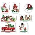 thumbnail image 3 of 6 Pcs Christmas Table Decorations, Wooden Christmas Table Centerpieces, Xmas Snowman Claus Gnome Signs Merry Xmas Toppers, 3 of 7