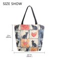thumbnail image 5 of FORMRS Womens Canvas Tote Bag with Zipper Inner Pocket Shoulder Handbag, Cats and Hearts, 5 of 7