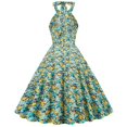thumbnail image 3 of Femmes Robes Formelles Rétro Classique Floral Licol Cou Élégante Robe Mi-Longue Robes de Retour, 3 of 8