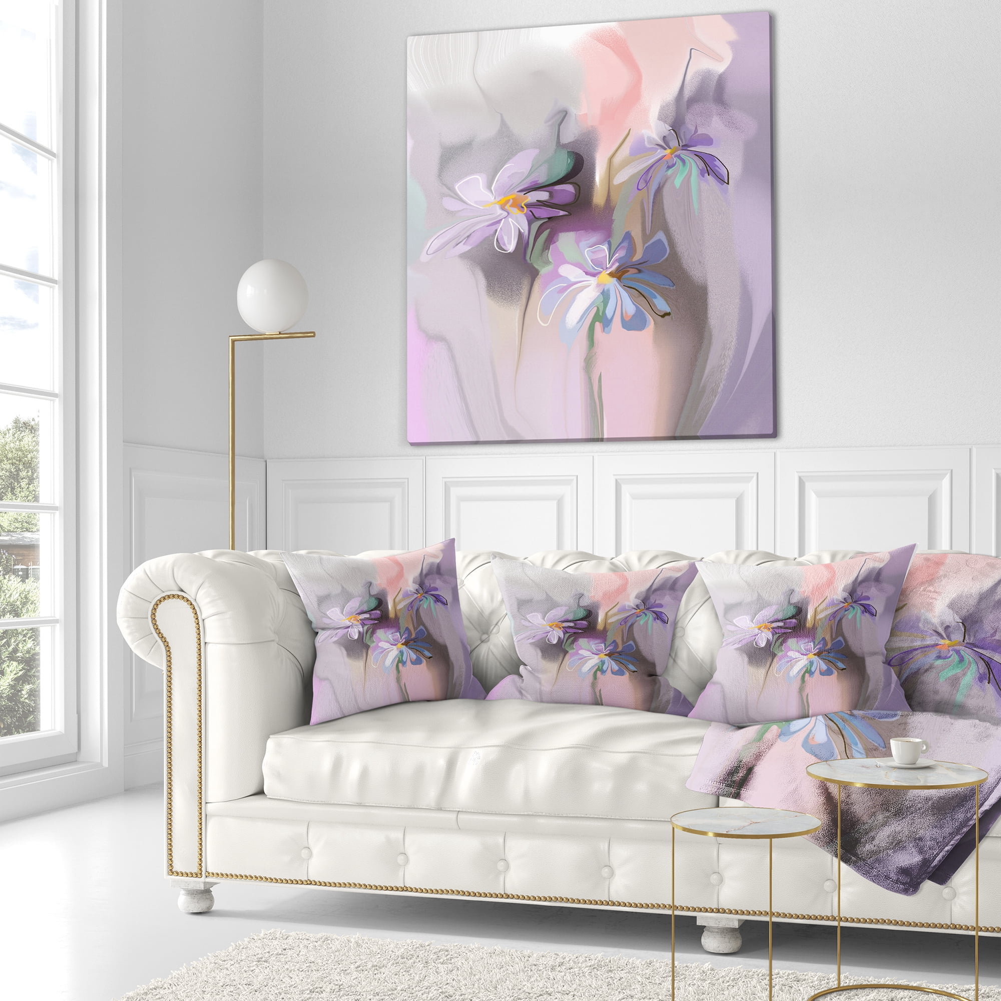 Designart Blue Daisies Watercolor - Animal Throw Pillow - 16x16