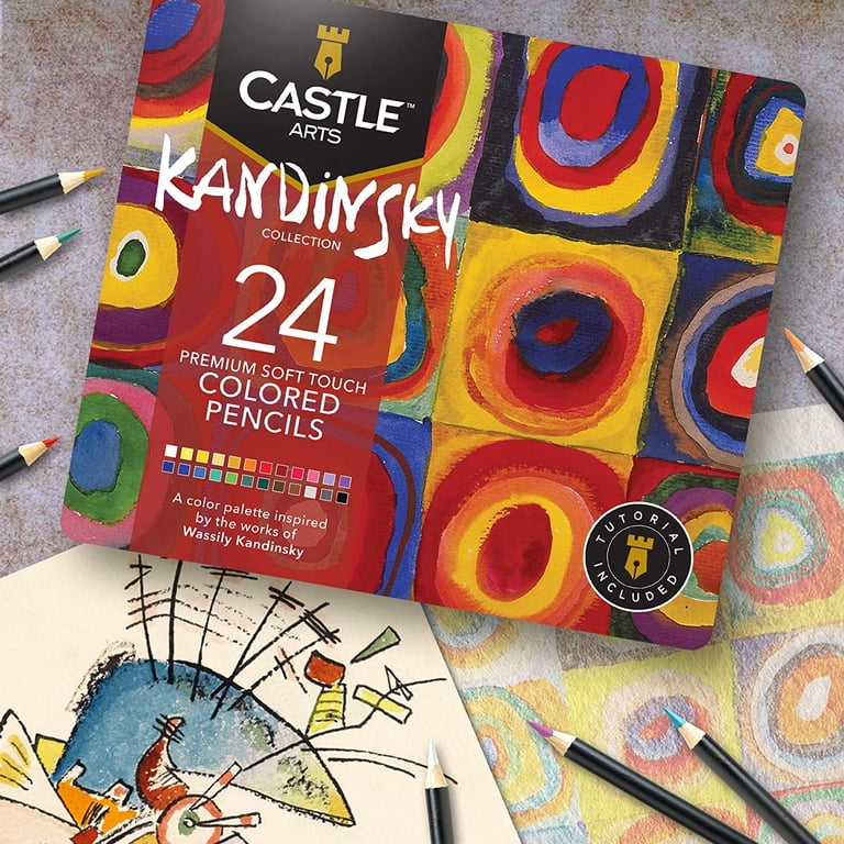 Castle Art Supplies Kandinsky Themed 24 Colored Pencil Set in Tin