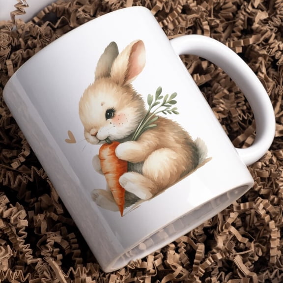 Watercolor Bunny Mug, Easter and Spring Coffee Mug with Easter Bunny Tea Cup Design, Spring Sean, Gift Easter, Gift Fa Lovers.