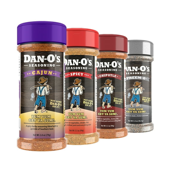 Dan-O's Seasoning - Small 4 bottle Combo - Chipotle, Cajun, Preem-O® & Spicy