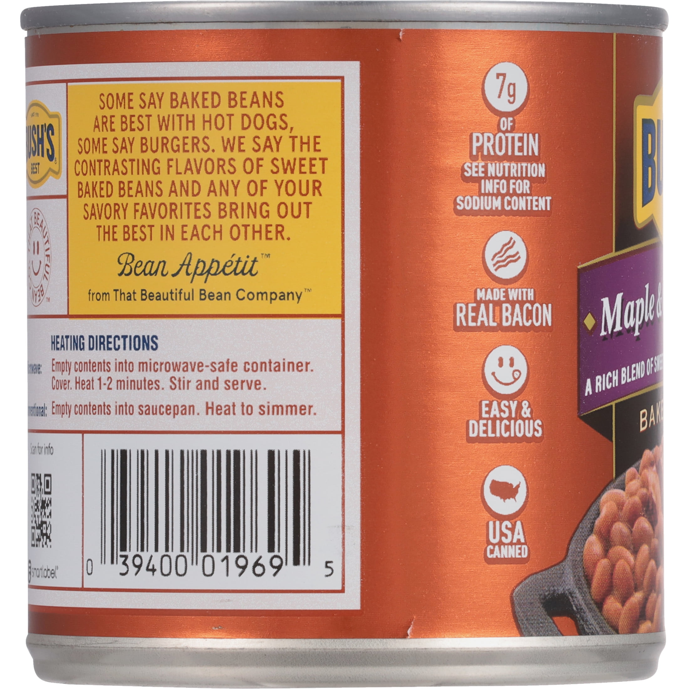 (12 pack) Bush's Maple and Cured Bacon Baked Beans, Canned Beans, 16 oz Can