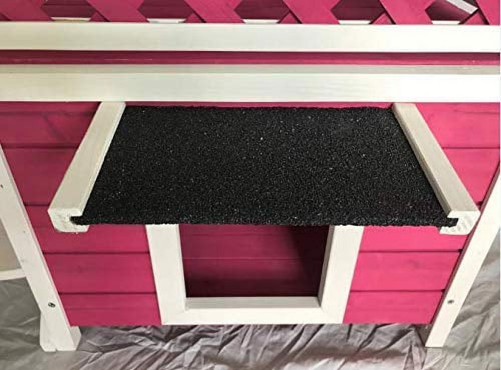 Outdoor Wooden Cat House With Escape Door - Blue Pet Shelter