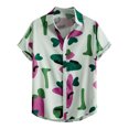 thumbnail image 1 of Playeras Hombres Moda Primavera Verano Casual Manga corta Turndown Neck Impreso Camisetas Top Blusa (Green, M), 1 of 3