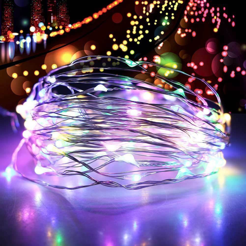 50 100 LED Copper Wire String Fairy Light Strip DC Clips Lamp Xmas Party Outdoor 