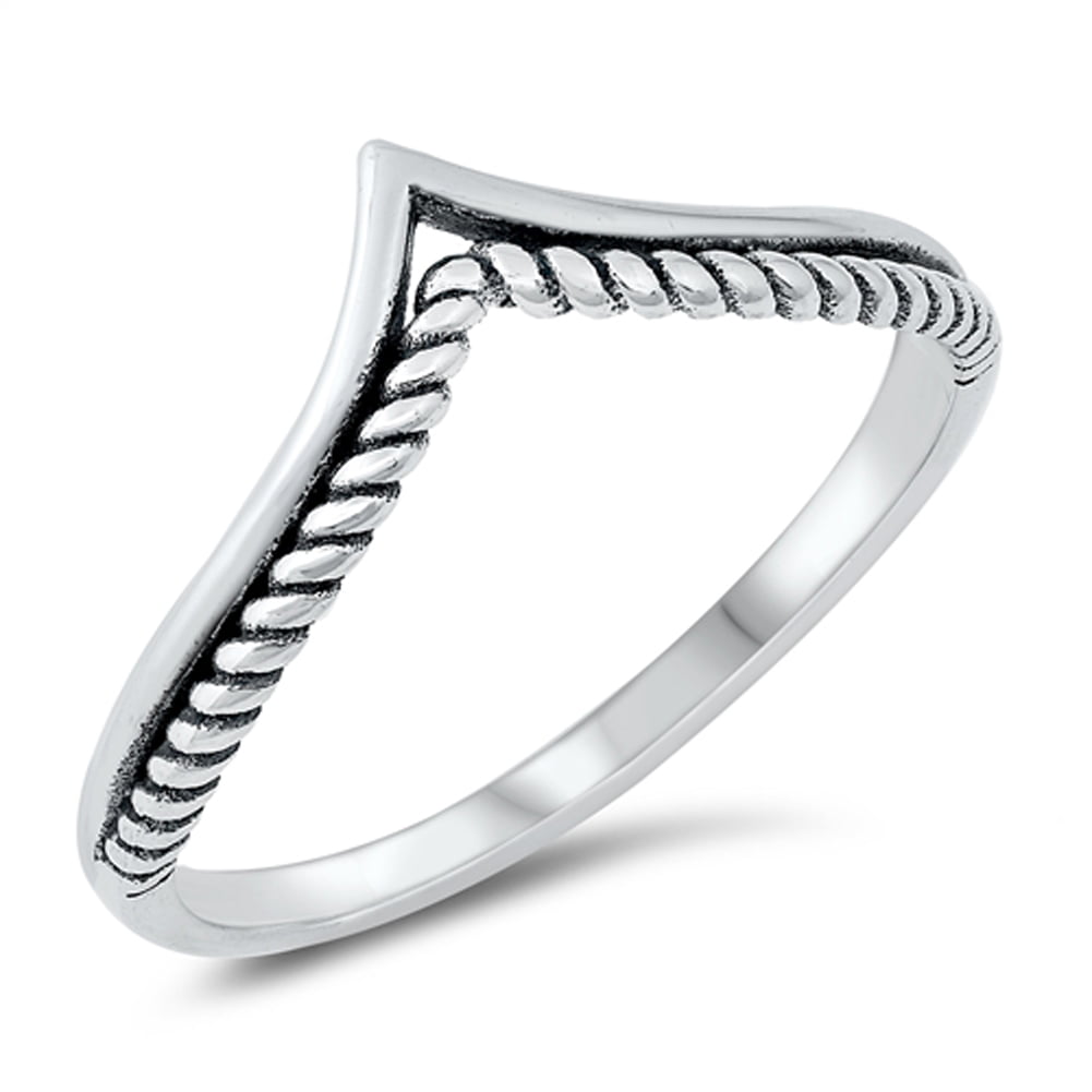 Oxidized Black Bead Wave Stackable Ring New .925 Sterling Silver Band Sizes 4-12
