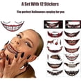 thumbnail image 4 of Juego de 12 pegatinas para caras de Halloween, maquillaje de broma, tatuaje temporal, 4 of 5