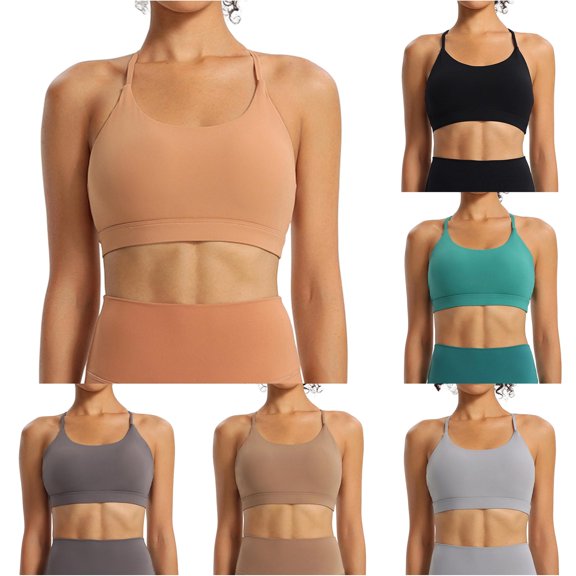 LIUYUNNN Women's Back Underwear Bra Sports Push Up Comfortable Outdoor Fitness Underwear Tan Bra, Size S