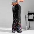 thumbnail image 4 of Women's Fashion Loose Drawstring Waist Floral Print Casual Sports Flared Pants, Elastic Joggers Sweatpants, Stylish Yoga Pants for Women,Multicolor,L, 4 of 8