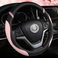 thumbnail image 4 of Car Steering Wheel Cover Leather, Universal 15 Inch Fit, Anti-Slip & Odor-Free, White Black, 4 of 4