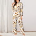 thumbnail image 2 of Fuzoiu Cute Bee Gnome2 Print Women's Long-Sleeved Pajama,Lounge Button Down Nightwear,Womens Notch Collar Pajama Set-Medium, 2 of 7