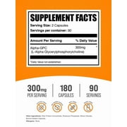 BulkSupplements Alpha GPC Capsules - Gluten Free, 300mg of Alpha GPC per Serving (180 Capsules - 90 Servings)