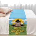 thumbnail image 2 of Happy Groundhog Day Bed Runner for King Size Bed, Cartoon Groundhog Hole Grass Blue Sky Sun Soft Bedding Scarf Bedding Protector Slipcover Sofa Throw for Bedroom Hotel Guesthouse, 2 of 8