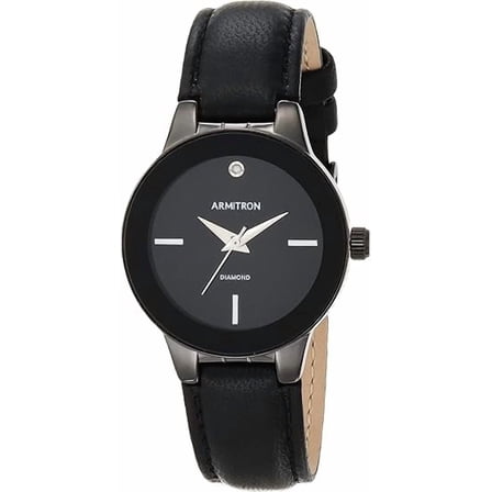 Armitron Black Leather Calfskin Dress Ladies Watch