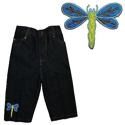 Blue Green Dragonfly Infant Baby Girl Toddler Denim Indigo Jeans Sz: S M L (Best Of Indigo Girls)