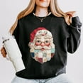 thumbnail image 3 of Santa Face Patchwork Print - Women's Lightweight Garment Dyed Sweatshirt, 3 of 9