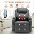 thumbnail image 4 of Lnsenfin Manual Swivel Rocker Recliner Chair with Massage Faux Leather for Living Room,Grey, 4 of 7
