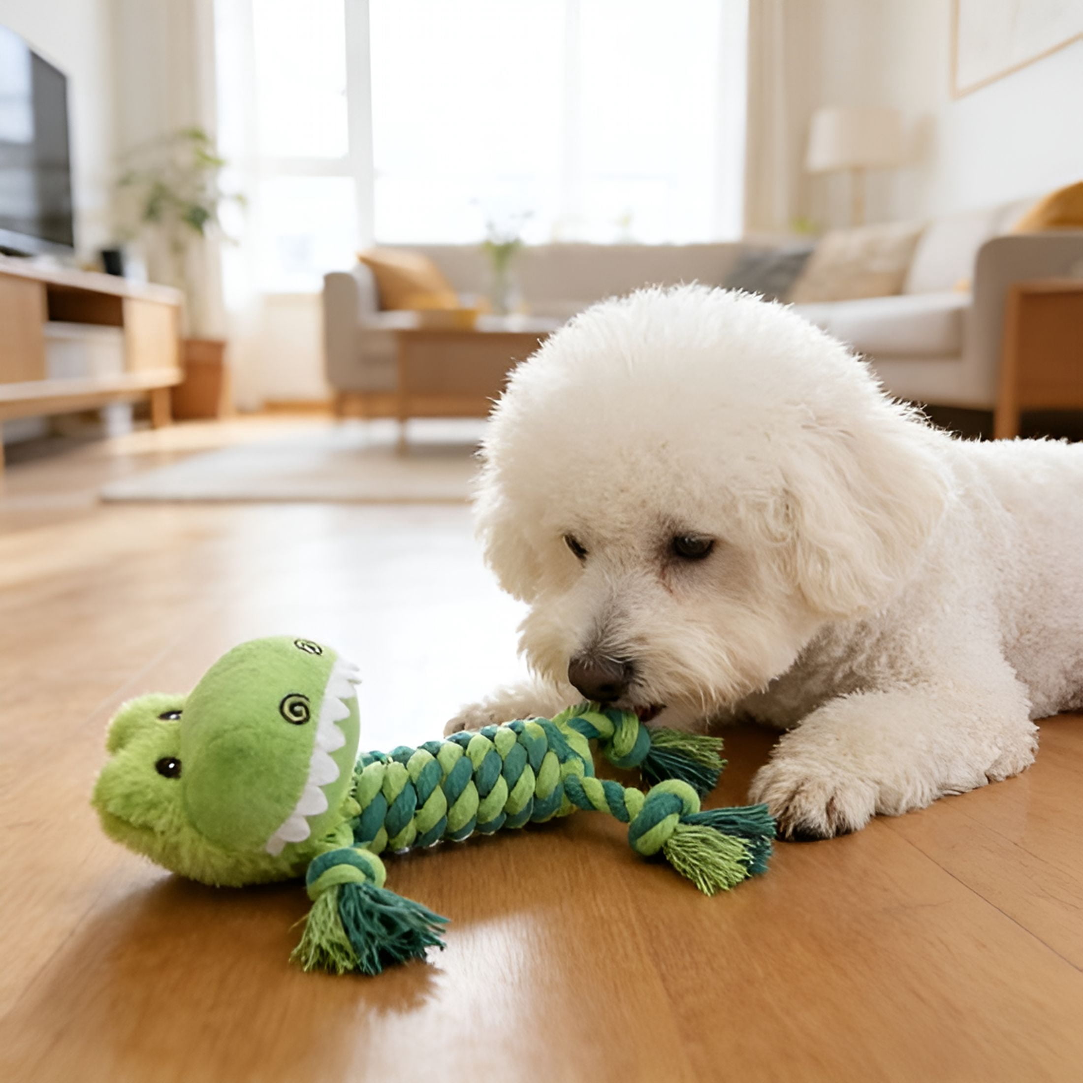 BESTSKY Squeaky Animal Rope Chew Toy for Dogs Cotton Braided Tug Toy with Cute Duck Shapes Interactive Pet Toy for Indoor Outdoor Play