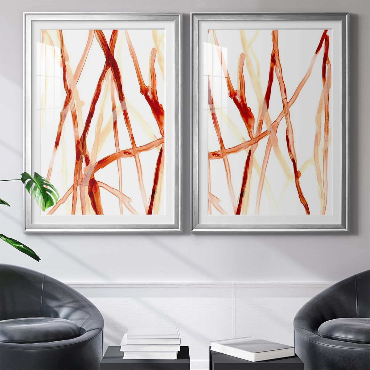 Wexford Home Runnel V Premium Framed Print, 26.5" x 36.5" - Ready to Hang, Silver (Set of 2)