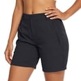 thumbnail image 5 of BXJX Womens Bermuda Shorts, Zipper Pocket Elastic Waist Walking Above the Knee Cargo Shorts Dark Gray Size M, 5 of 9