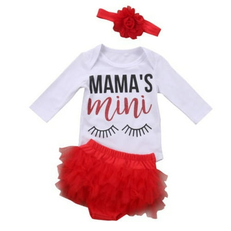 

3PCS Newborn Baby Girl Long Sleeve Romper Tutu Lace Shorts Outfits Set Clothes