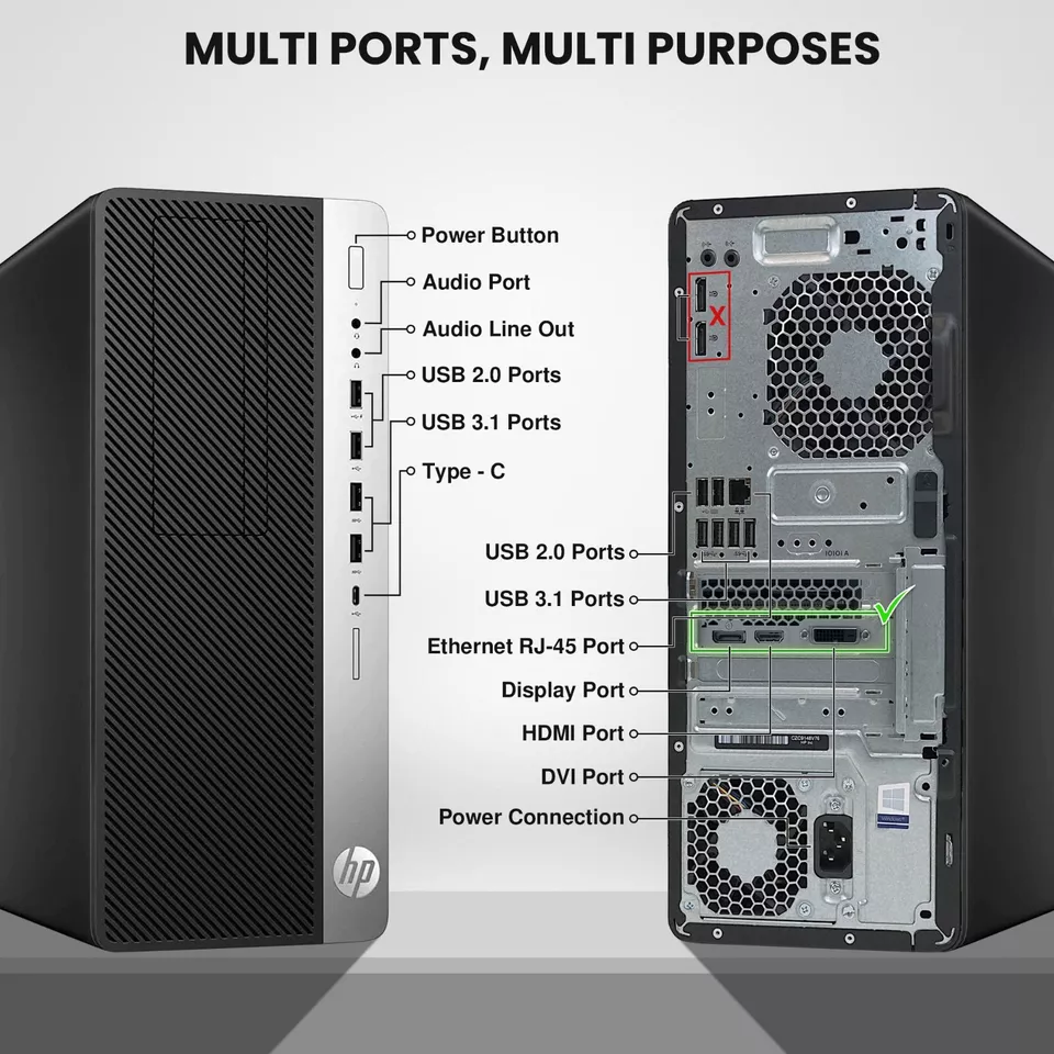 Restored HP G4 Tower Gaming PC Desktop Computer Intel Hexa Core i5-8500 16GB DDR4 Ram, 512GB SSD BTO RGB Keyboard & Mouse, Nvidia GTX 1660s 6gb DDR6, Window 11 Professional (Refurbished)