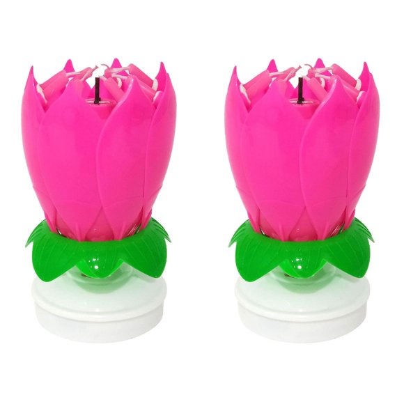 Binwennn Bougeoir de Mariage 2 Pcs Bougie d'Anniversaire Bougie Musicale Double Fleur Gâteau d'Anniversaire Plat Rotatif Électronique