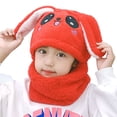 thumbnail image 5 of Eoperou Kids Hat Cute Hare Ears Embroidery Face Soft Plush Thicker Keep Warm Integrated Winter Thermal Girls Neck Warmer Cap for Outdoor, 5 of 8