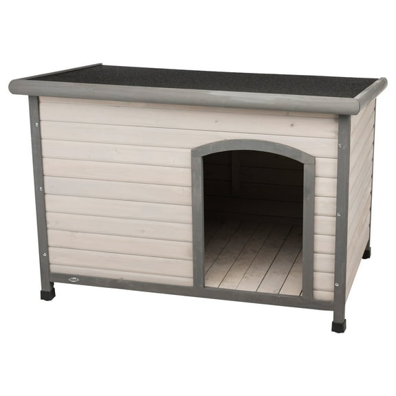 TRIXIE natura Classic Dog House, Flat Hinged Roof, Adjustable Legs, Gray Medium
