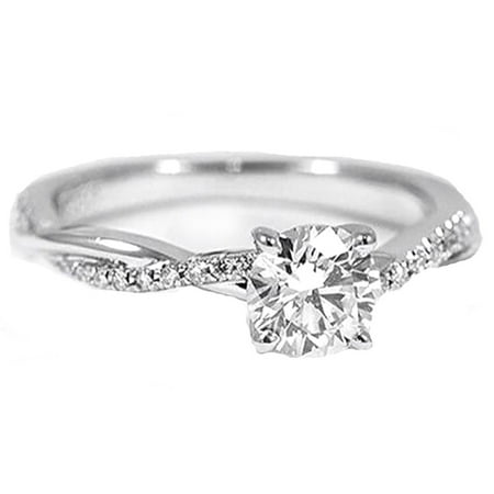 Queena Twisted Sterling Silver CZ Engagement Wedding Bridal (Best Silver Engagement Rings)