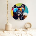 thumbnail image 5 of Daiia Rainbow Bulldog Sunglasses Printed Pattern Ceramic Plate Dinner Plates Bone China Decorative Plates with Display Stand Art Ceramic Ornaments for Wall Hanging Decoration-8in, 5 of 6