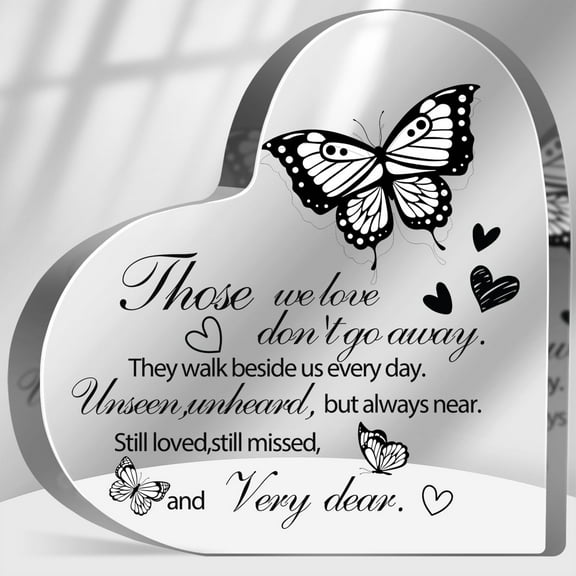 Those We Love Don't Go Away Acrylic Sign, Memorial Desk Keepsake, Sympathy Display for Remembering Loved Ones, 4x4 Inch
