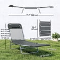 thumbnail image 2 of Folding Lounge Chair with 5-Level Adjustable Backrest and Pillow, Portable Steel Frame Sun Lounger with Quick-Dry Mesh, Dark Grey, for Patio, Poolside, Beach and Camping, 2 of 7