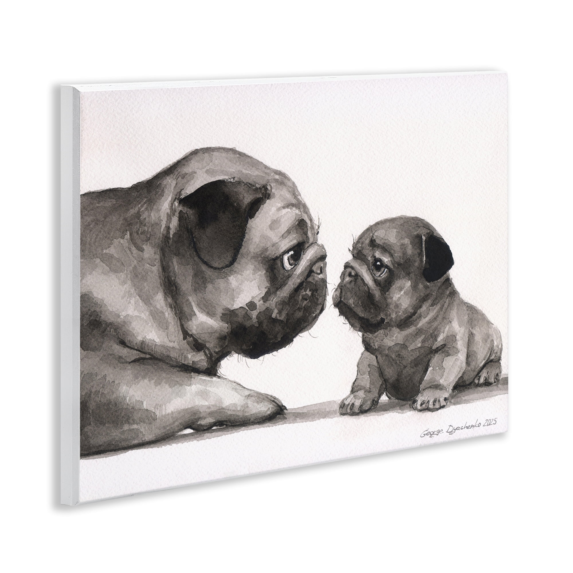 Stupell Industries Pug And Her Puppy Wall Plaque Art, design by George Dyachenko
