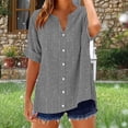 thumbnail image 2 of Camisetas Casuales de Manga Corta con Cuello en V Impreso Botón de Verano Suelto Y de Moda, 2 of 5