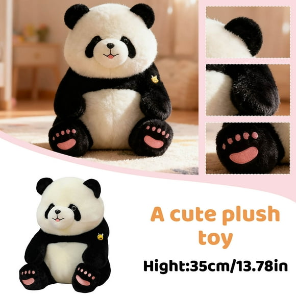 NAOJIE Playful Rolly Pet Precious Panda Stuffed Animal - Compact Size for On-The-Go Fun - for Family,Lover,Friends,Birthdays Holiday Gifts and Anniversaries - Black and White 14 Inches