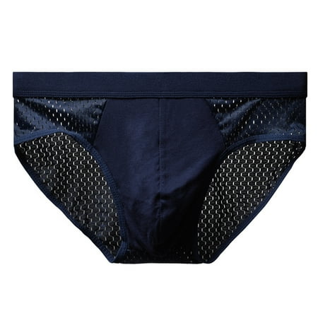 

Sunnymall Men Briefs Mesh Stretchy Plus Size Hollow Out Tummy Tightening Underpants for Home