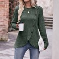 thumbnail image 6 of BLTIBY Long Sleeve Shirts for Women Knit Round Neck Button Dressy Solid Color Sweater Blouse Autumn Lightweight Casual Tunic Tops Army Green S, 6 of 7