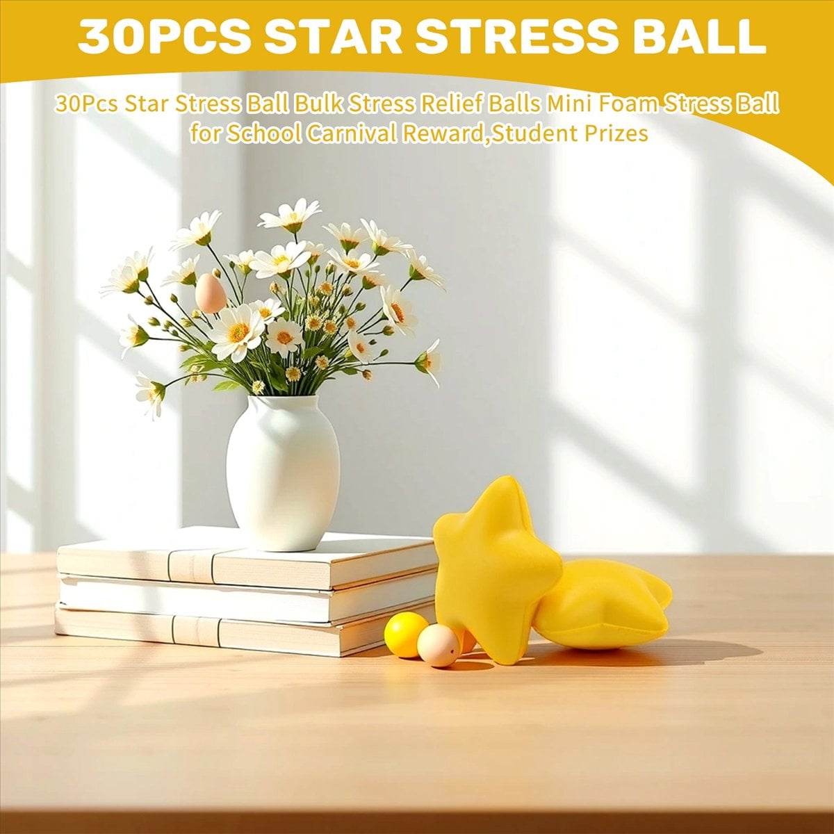 30Pcs Star Stress Ball Bulk Relief Balls Mini Foam for School Carnival Reward,Student Prizes