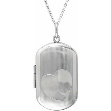 Sterling Silver Rectangle-Shaped with Hearts Locket