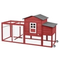 thumbnail image 6 of PETSCOSSET 78" Chicken Coop with Run, Mobile Hen House with Wheels & Tray, Red, 6 of 9