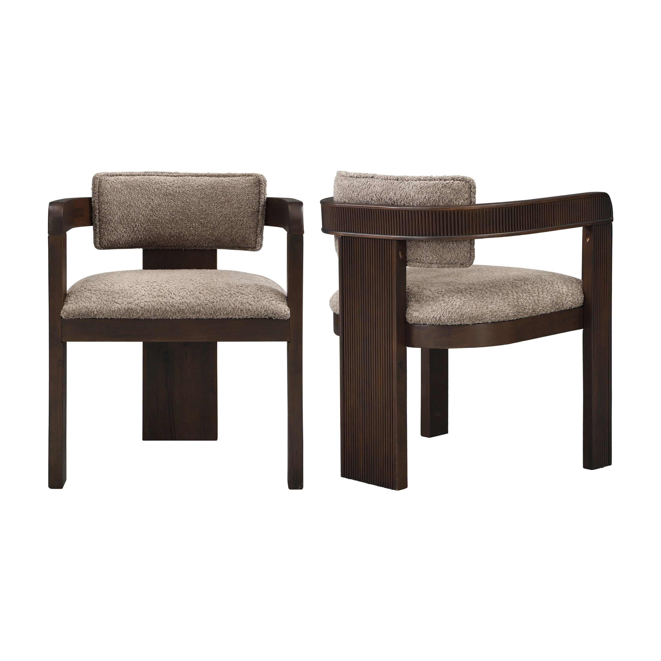 Christopher Knight Home Modern Upholstered Dining Chairs with Curved U-Back, Espresso+Taupe, Set of 2