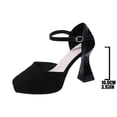 thumbnail image 6 of Mary Jane Shoes for Women Suede Closed Toe Ankle Strap Buckle Chunky Block High Heels Platform Dress Pumps for Casual Party Wedding Black Size 6, 6 of 6